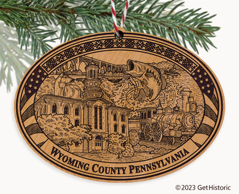 Wyoming County Pennsylvania Engraved Natural Ornament