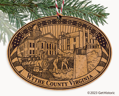 Wythe County Virginia Engraved Natural Ornament