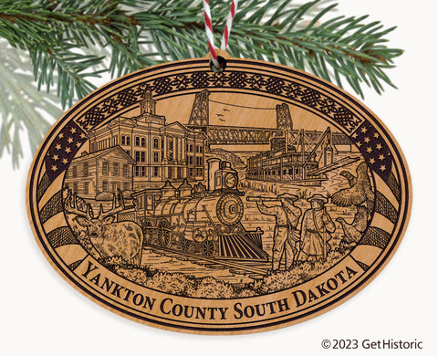 Yankton County South Dakota Engraved Natural Ornament