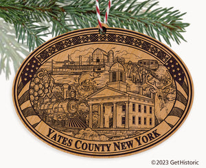 Yates County New York Engraved Natural Ornament