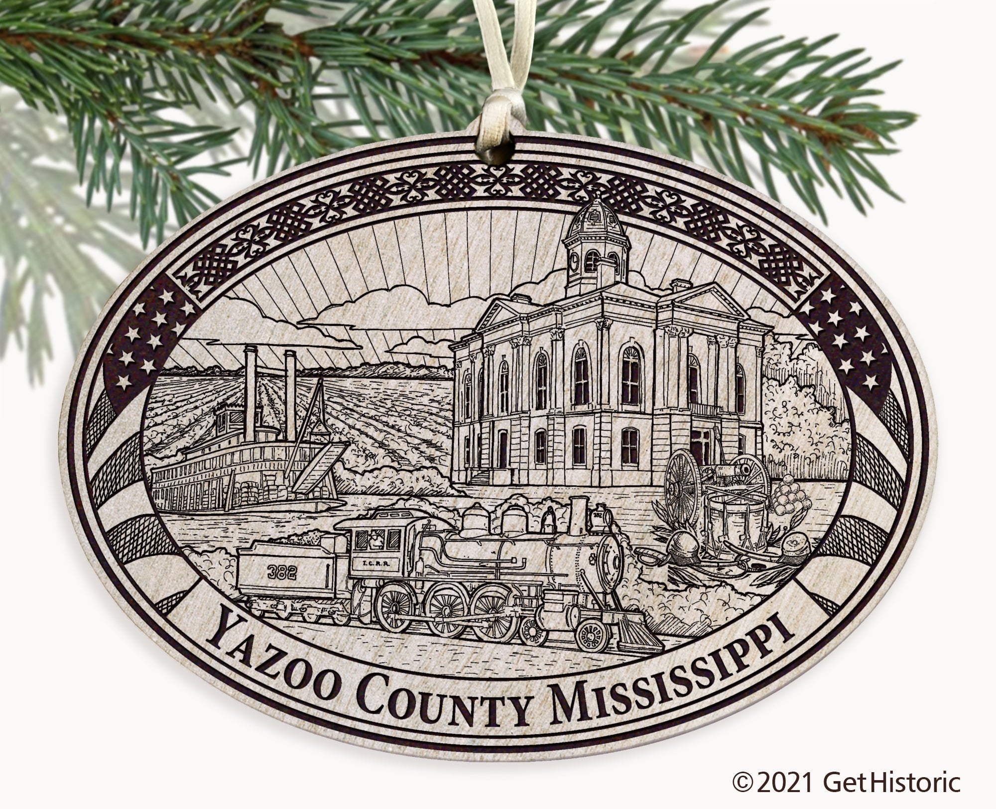 Yazoo County Mississippi Engraved Ornament