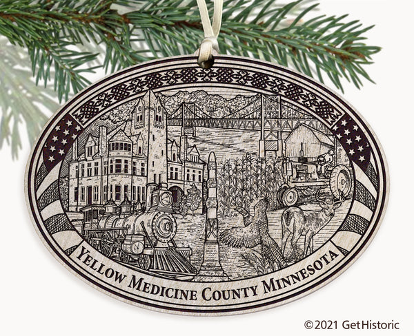 Yellow Medicine County Minnesota Engraved Ornament