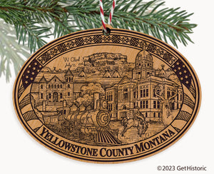 Yellowstone County Montana Engraved Natural Ornament