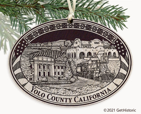 Yolo County California Engraved Natural Ornament