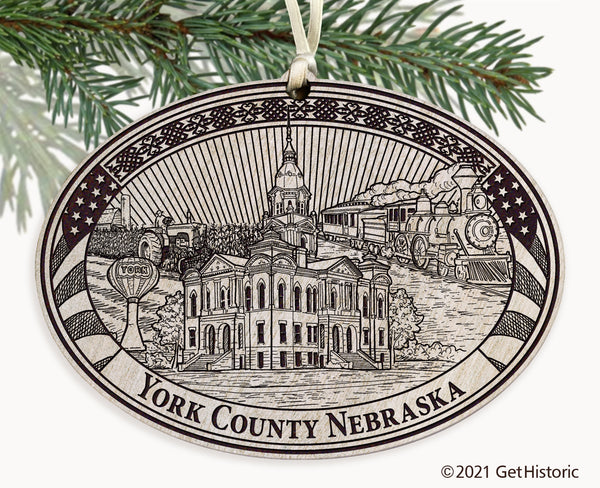 York County Nebraska Engraved Ornament