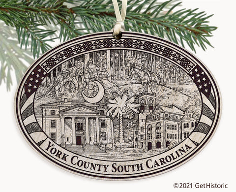 York County South Carolina Engraved Ornament