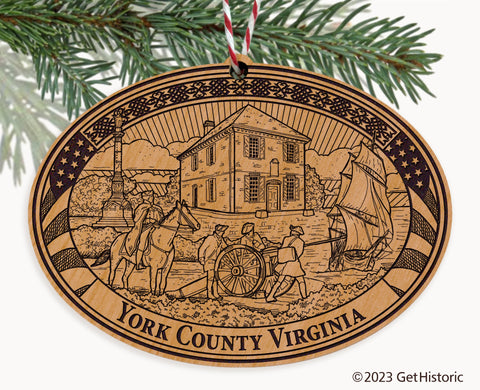York County Virginia Engraved Natural Ornament