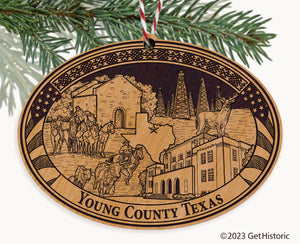 Young County Texas Engraved Natural Ornament