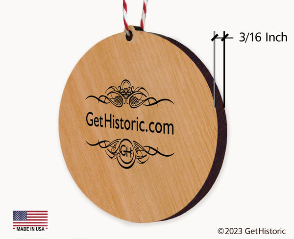 New Jersey State Natural Wood Engraved Ornament Detail