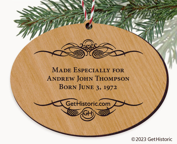 Personalized Wooden Engraved Natural Ornament