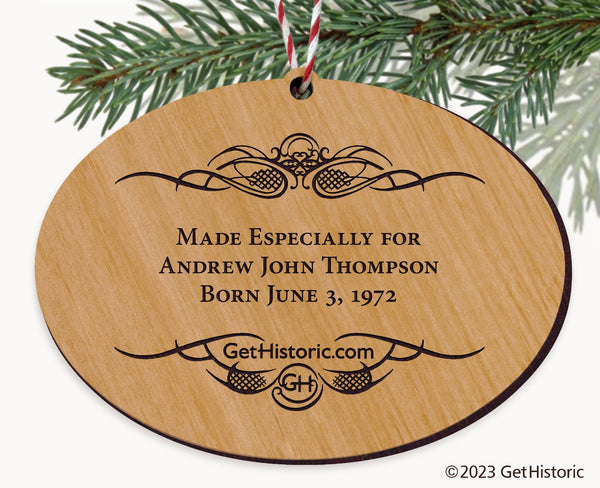 Personalized Wooden Natural Wood Engraved Ornament